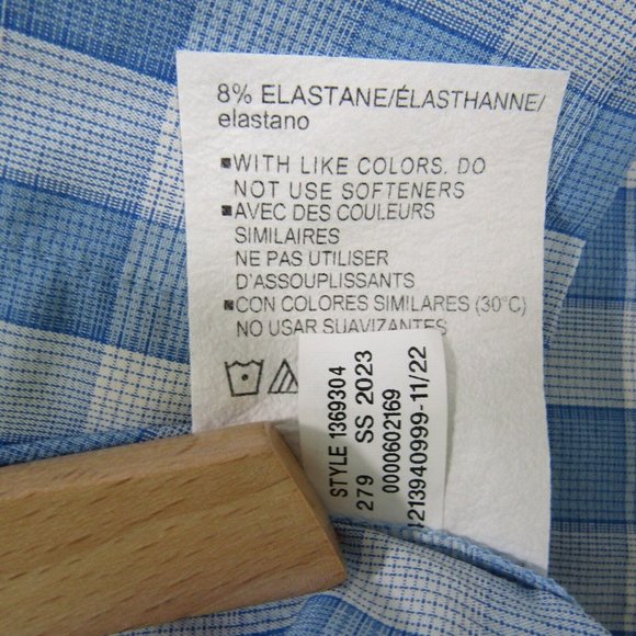 Under Armour Blue White Plaid Camp Shirt Mens Size L Fitted Button Up Outdoor - Picture 9 of 9